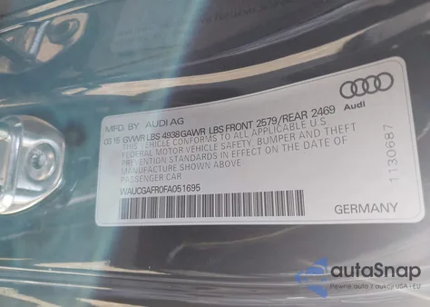 2015 Audi S5 3.0T Premium Plus from USA, damaged, VIN WAUCGAFR0FA051695